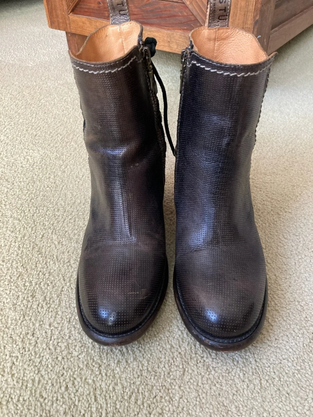 BED|STU Cobbler Dark Brown Lace-Up Ankle Booties Size 9 - Picture 4 of 7